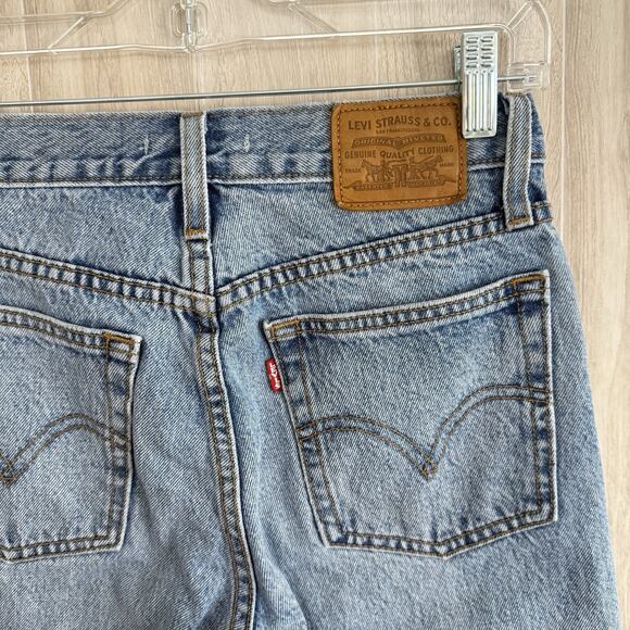 Levi's Wedgie Jeans Womens Sz 25 Straight Button Fly Distressed Hem High Rise - Picture 14 of 16